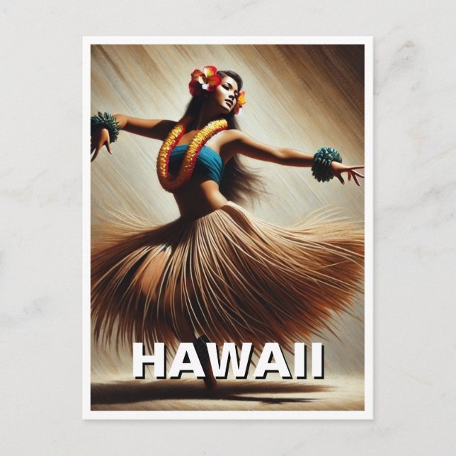 Cartão Postal Hawaii Hula Dancer Viagem (Frente)