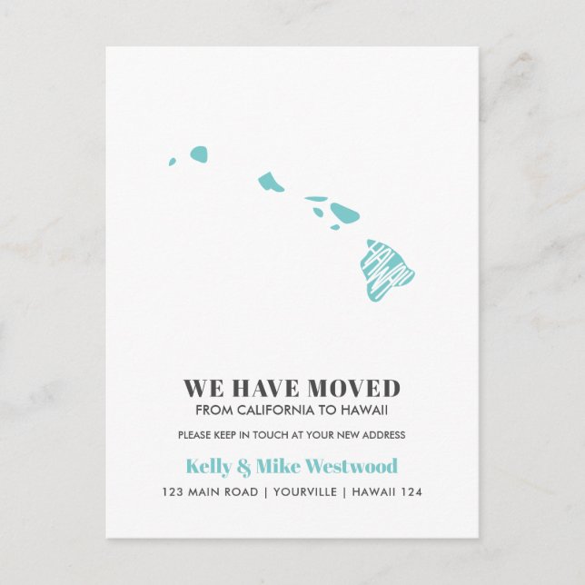 Cartão Postal HAWAII Mudamos o novo endereço Novo lar (Frente)