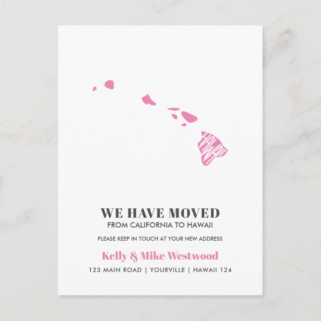 Cartão Postal HAWAII Mudamos o novo endereço Novo lar (Frente)
