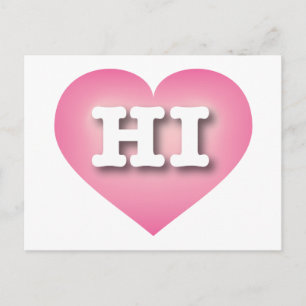 Cartão Postal Hawaii Pink Fade Heart - Eu amo HI