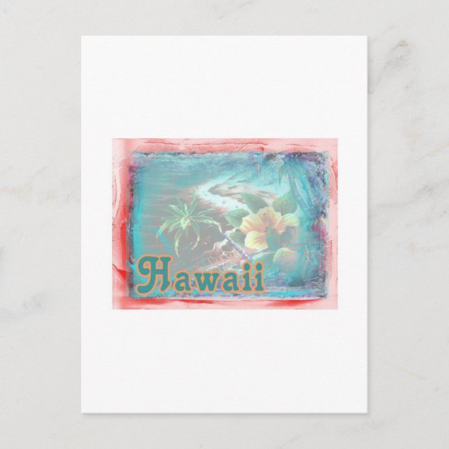 Cartão Postal Hawaii Red Floral (Frente)