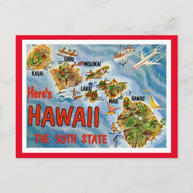 Cartão Postal Hawaii Saudações Dos Estados Unidos (Frente)