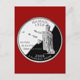 Cartão Postal Hawaii State Faux Quarter