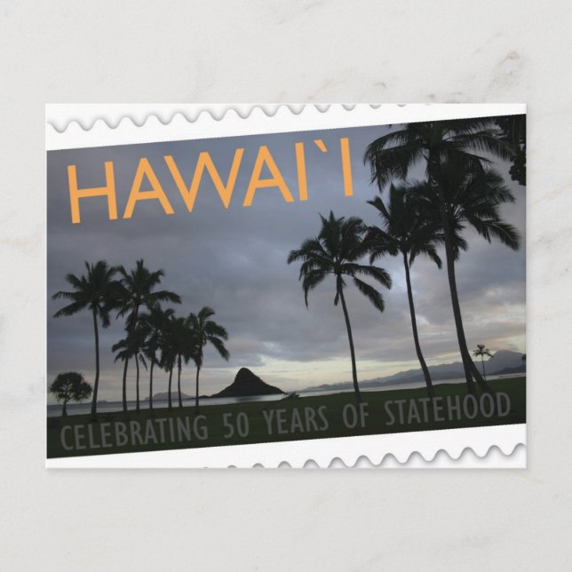 Cartão Postal Hawaii statehood 50th anniversary postcard island (Frente)