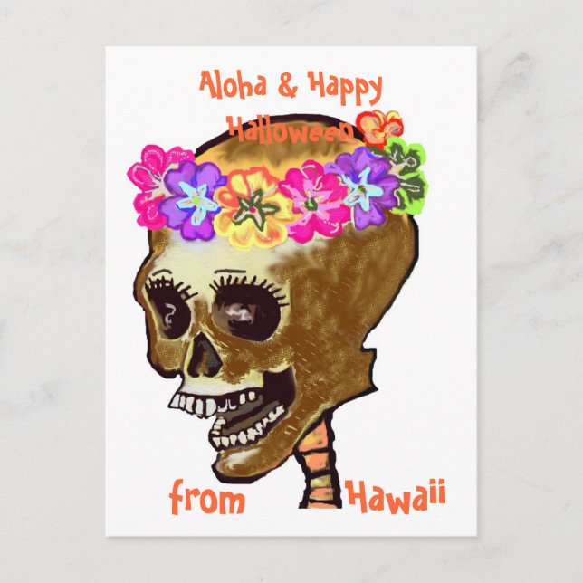 Cartão Postal Hawaii Style Halloween Skull (Frente)