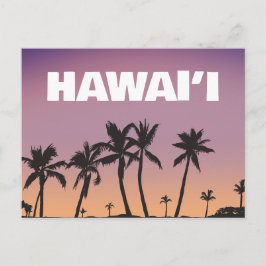 Cartão Postal Hawaii Sunset Palm Tree Gradient Sky Postcard 