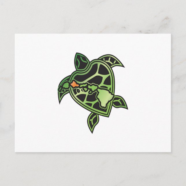 Cartão Postal Hawaii Turtle e Ilhas Hawaii (Frente)