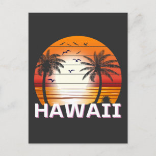 Cartão Postal Hawaii Vintage Palm Trees Summer Beach