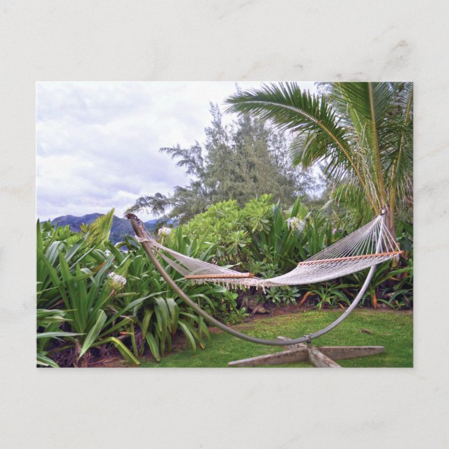 Cartão Postal "Hawaiian Hammock, Wainiha Bay, Kauai, Havaí (Frente)