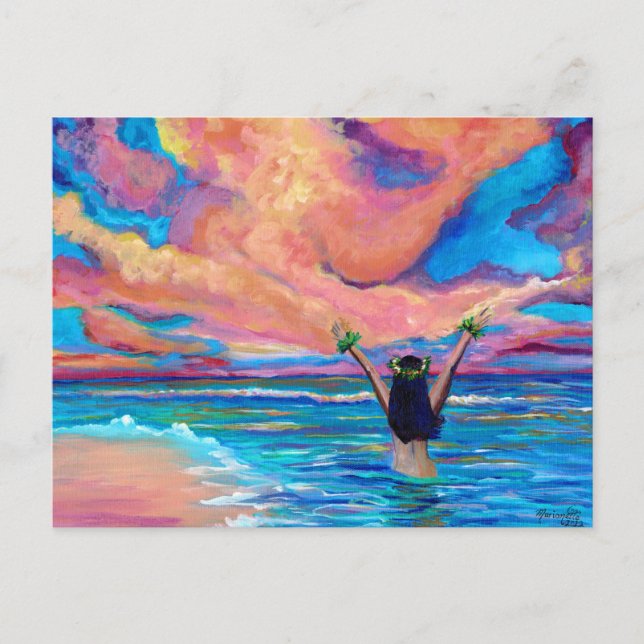 Cartão Postal Hawaiian Sunrise Aloha ou Mahalo Card (Frente)