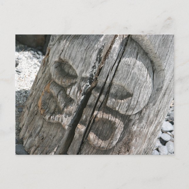 Cartão Postal Hawaiian Wooden Tiki (Frente)