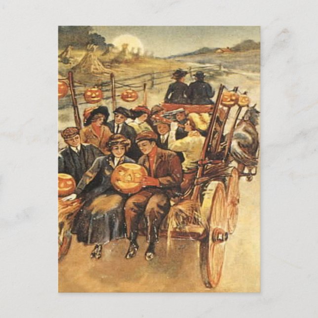 Cartão Postal Hayride Jack O' Lantern Pumpkin Moon (Frente)