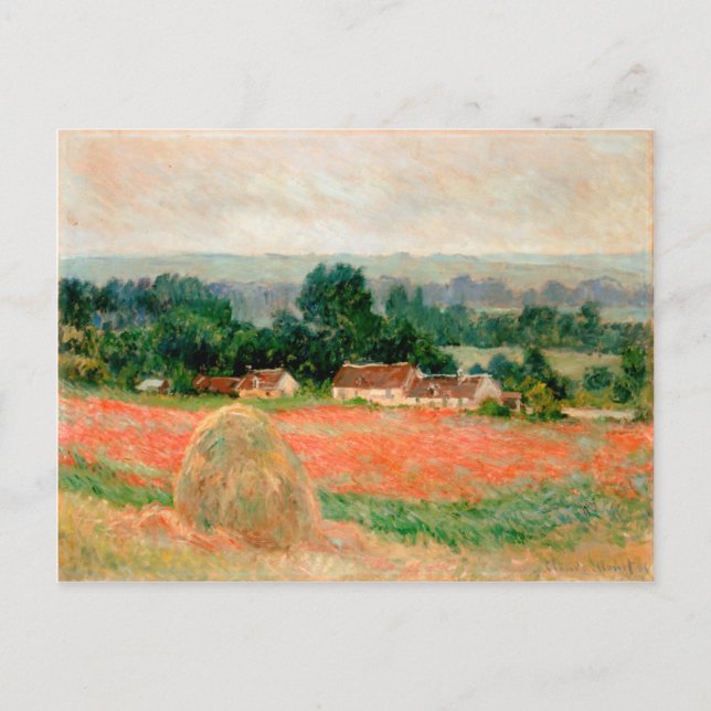 Cartão Postal Haystack em Giverny, Claude Monet (Frente)