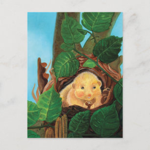 Cartão Postal Hazel dormouse comendo avelã 