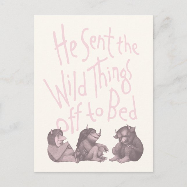 Cartão Postal He Sent the Wild Things Off to Bed - Pink (Frente)