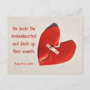 Cartão Postal Healer of Broken Hearts Psalm 147:3 Scripture Art