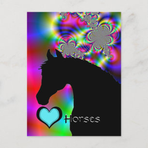 Cartão Postal Heart Horses III Personalizável (Fractal 50)