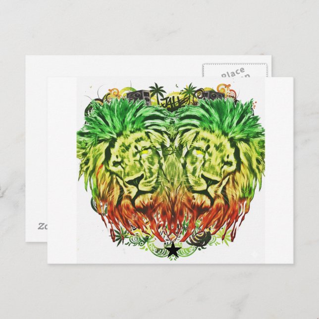 CARTÃO POSTAL HEART LION RASTA (Frente/Verso)