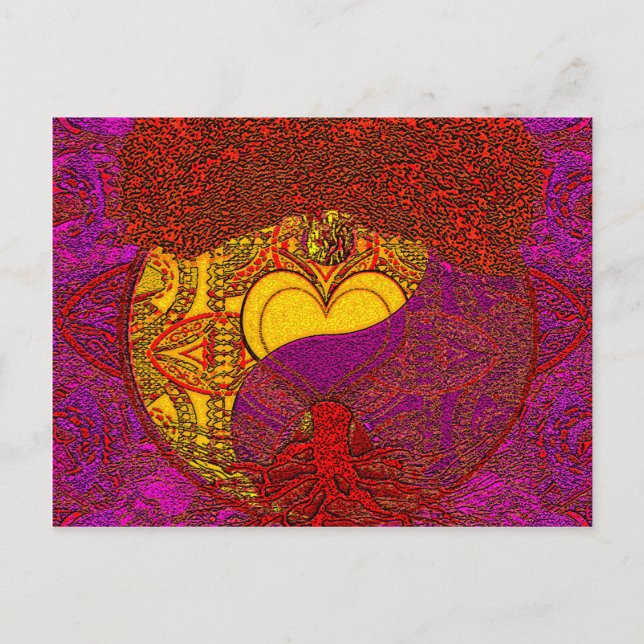 Cartão Postal Heart Mandala em vermelho (Frente)