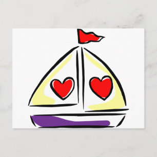 Cartão Postal Heart Sailboat