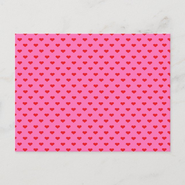 Cartão Postal Hearts Galore, red hearts on pink, (Frente)