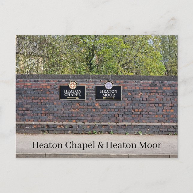 Cartão Postal Heaton Chapel e Heaton Moor (Frente)