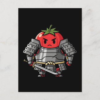 Cartão Postal Heavy Armored Tomato Samurai Warrior Illustration