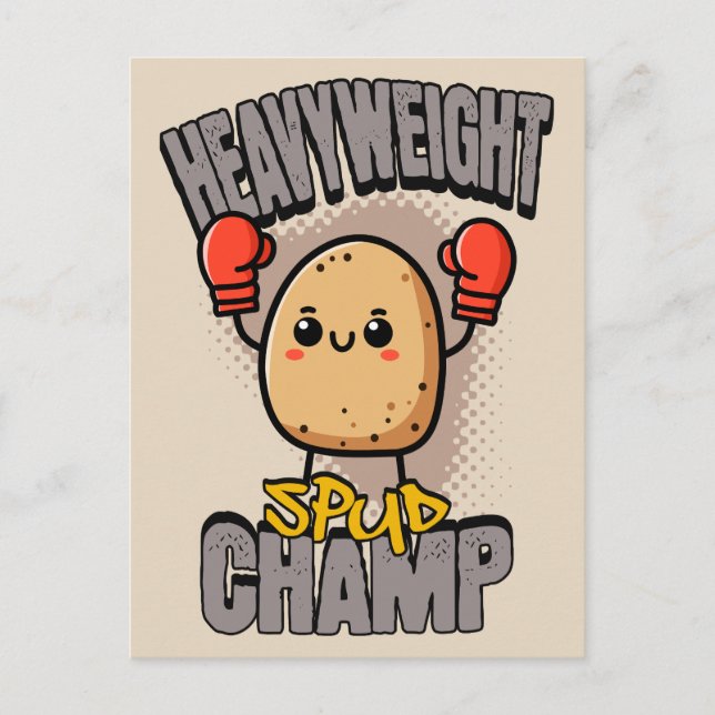 Cartão Postal Heavyweight Spud Champ Boxing Potato  (Frente)