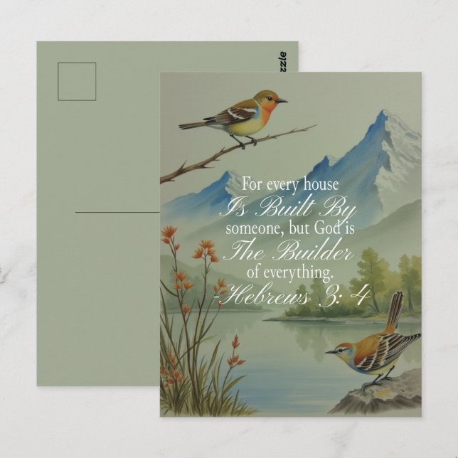 Cartão Postal Hebrews 3:4 God the Builder Scripture | Christian  (Frente/Verso)