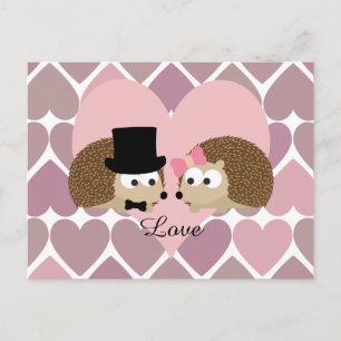 Cartão Postal Hedgehog Love with Hearts