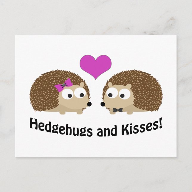 Cartão Postal Hedgehugs e Kisses Hedgehog Love (Frente)