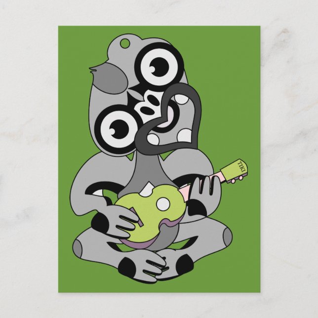 Cartão postal Hei Tiki Ukulele Aotearoa (Frente)