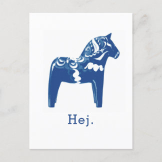 Cartão Postal Hej Dala Horse Modelo Azul
