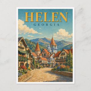 Cartão Postal Helen Geórgia Alpine Village GeoSaga