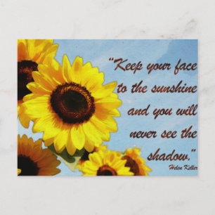 Cartão Postal Helen Keller Cita com Sunflower