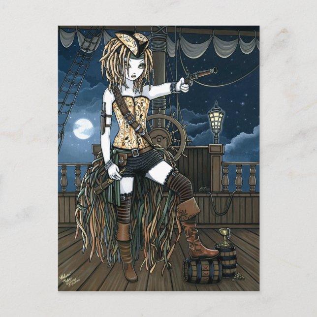 Cartão postal "Helena" Sky Pirate Ship Moon Fae (Frente)