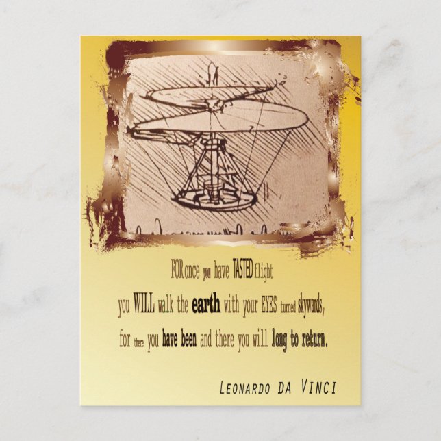 Cartão Postal Helicóptero Da Vinci 🚁 ✨ Especial De Orçamento (Frente)
