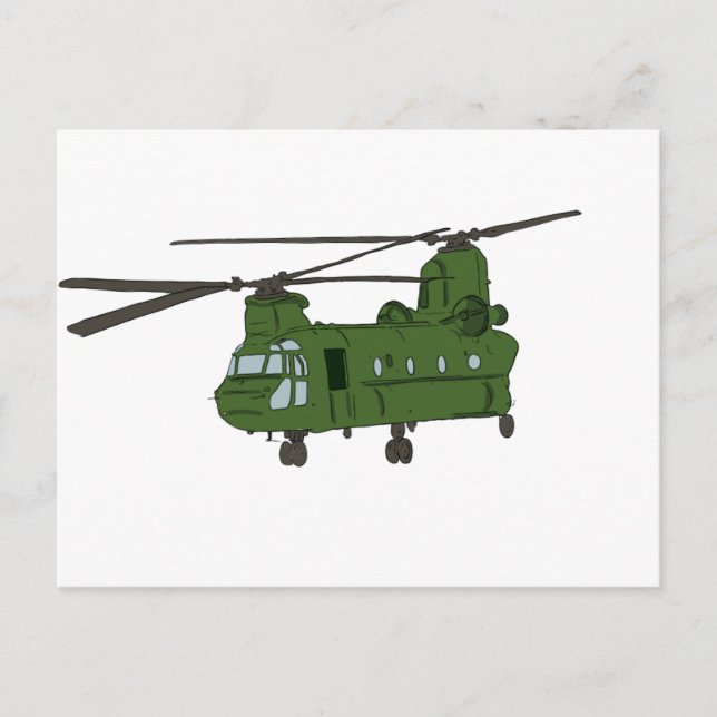Cartão Postal Helicóptero Militar Verde CH-47 Chinook (Frente)