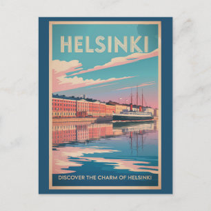Cartão Postal Helsinki Finlândia Praia Viagem Arte Vintage