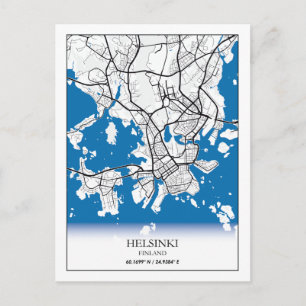 Cartão Postal Helsínquia, Finlândia, Coordenadas do Mapa da Ci