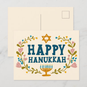 Cartão Postal HELY HANUKKAH, terra floral judia, personalizável