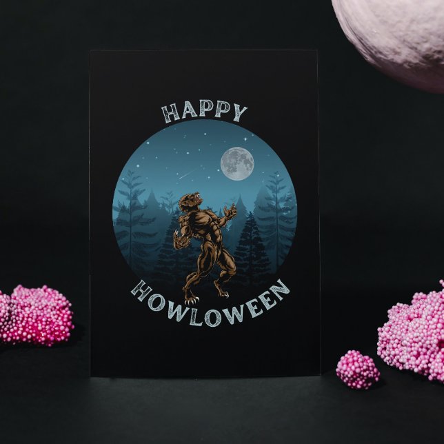 Cartão Postal HELY HOWLOWEEN werewolf uivando halloween (Criador carregado)