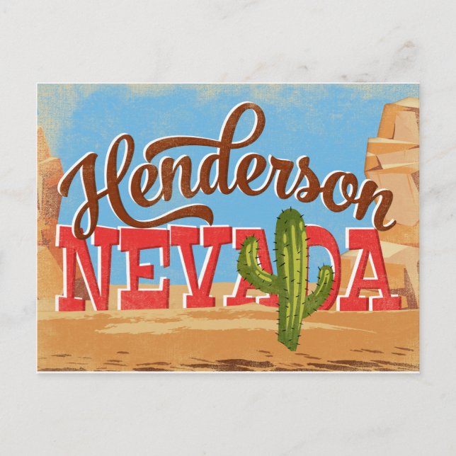 Cartão Postal Henderson Nevada Cartoon Desert Viagens vintage (Frente)