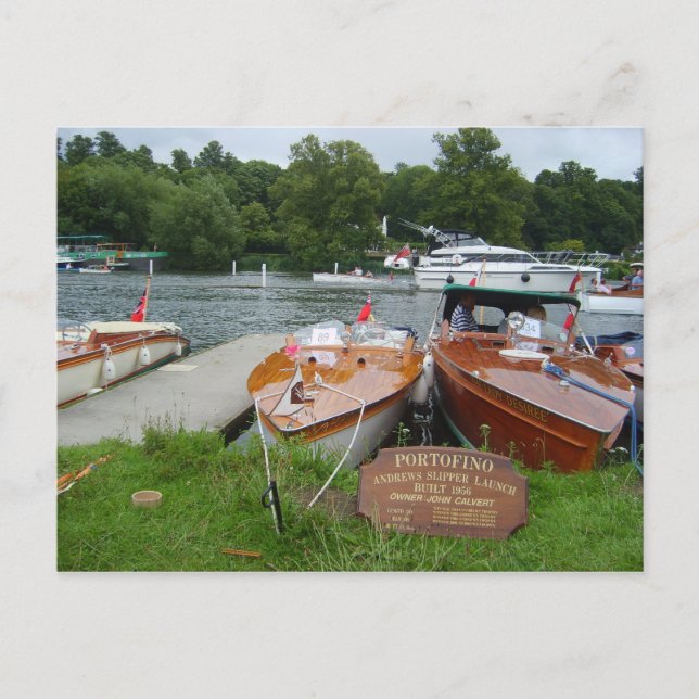 Cartão Postal Henley on Thames, Barcos a Motor Antigos (Frente)