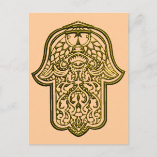 Cartão Postal Henna Hand of Hamsa (Golden)
