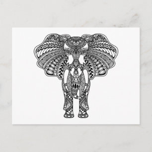 Cartão Postal Henna Mehndi Decorou o Elefante Indiano