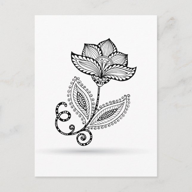 Cartão Postal Henna Paisley Mehndi Doodles (Frente)