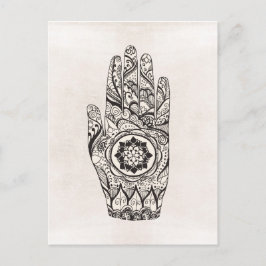 Cartão Postal Henna Tatuagem Mão Com Flor De Lotus