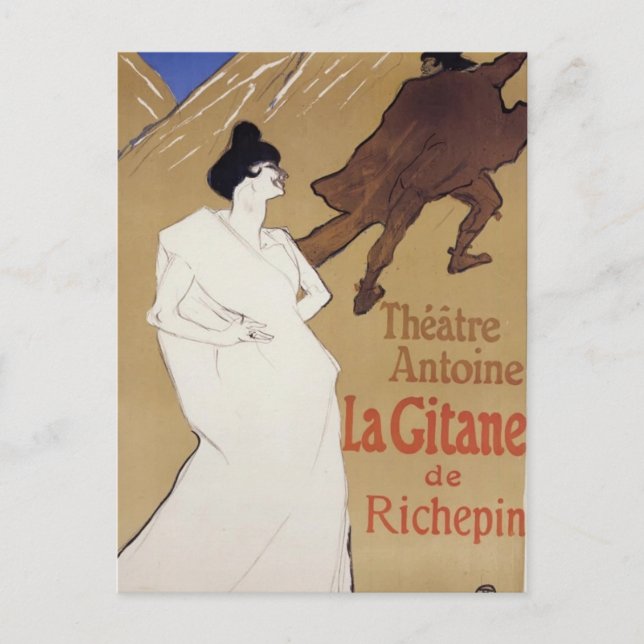 Cartão Postal Henri de Toulouse-Lautrec - La Gitane O Cigano (Frente)