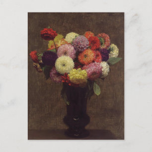 Cartão Postal Henri Fantin-Latour- Dahlias